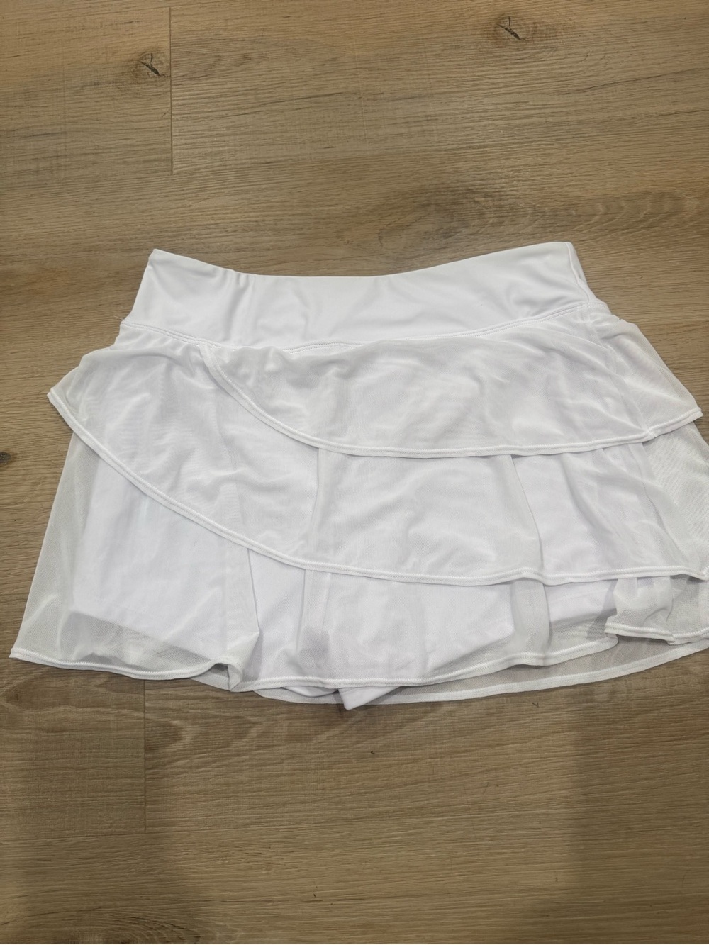 White Ruffle Athletic Skort or swim skort